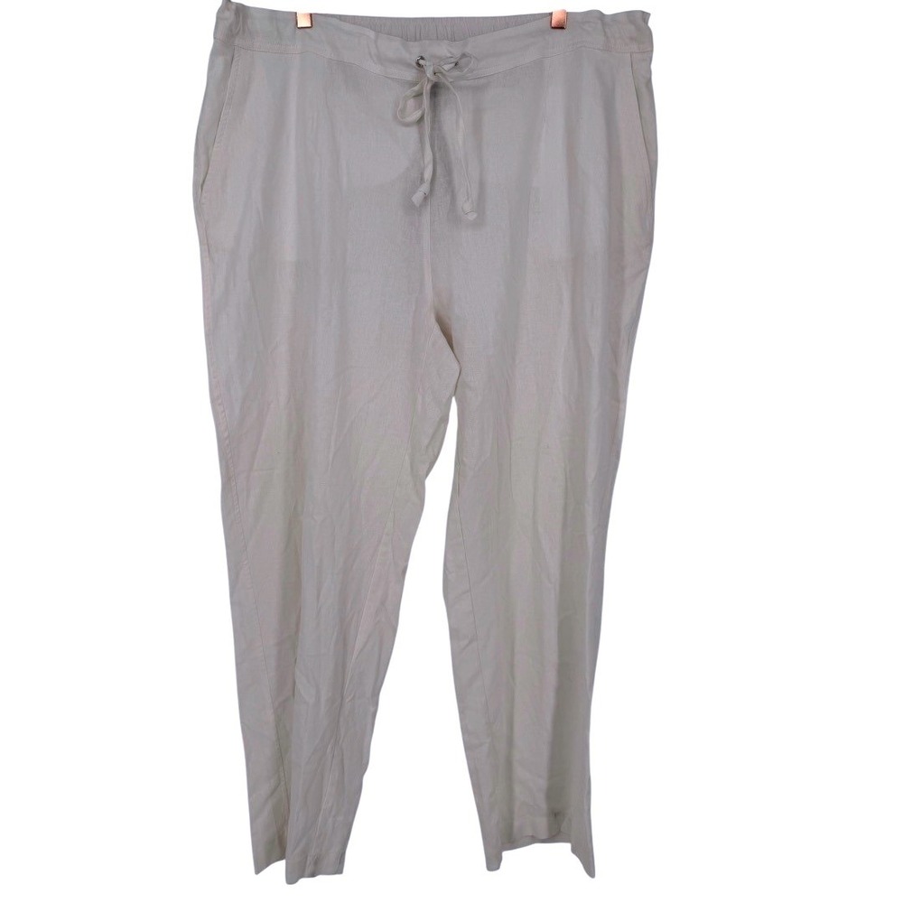 NWT Chelsea & Theodore Women's‎ Linen Blend Drawstring Pants Cloud White Size 2X